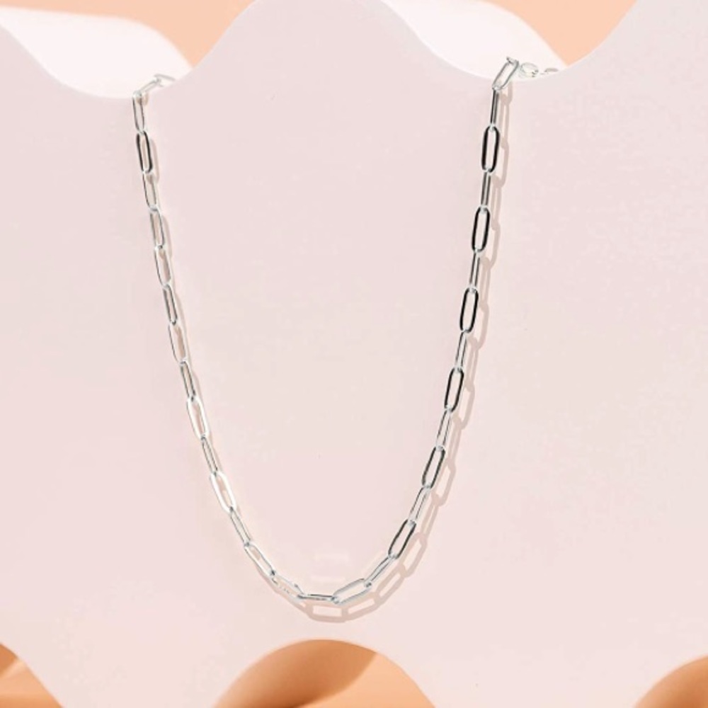 Silver Plated Paper Clip Necklace
